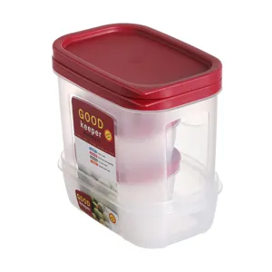 Transparente Plastik Lebensmittel Aufbewahrungsbox mit rotem Deckel fuer Kueche