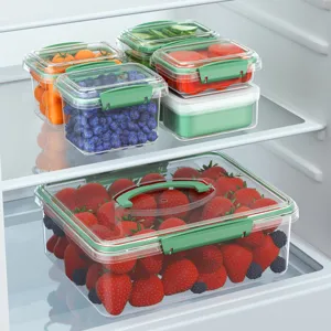 Lebensmittel Aufbewahrungsbehälter Kühlschrank Organizer Box Versiegelter Kunststoff Obst Gemüse Küchenbehälter Mit Griff