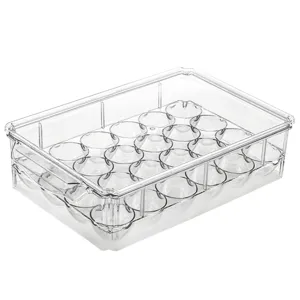Scatola di Immagazzinaggio Uova 24 Scomparti in Plastica Trasparente Frigorifero con Coperchio