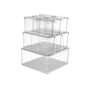Klare transparente Kunststoff Kühlschrank Organizer Boxen stapelbare Küchenboxen