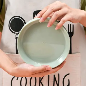 Piatto da portata rotondo in plastica semplice piatto da snack domestico verde chiaro elegante