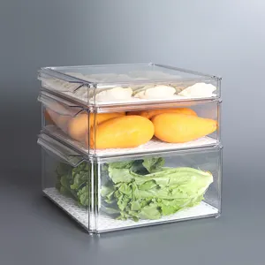 Transparente mehrschichtige Kuehlschrank Aufbewahrungsbox fuer Kueche mit Ablaufschale.