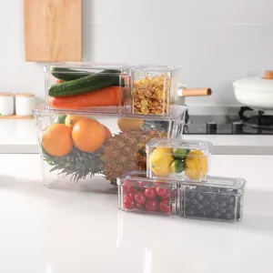 Ensemble de boîtes de rangement transparentes en PET pour réfrigérateur de cuisine
