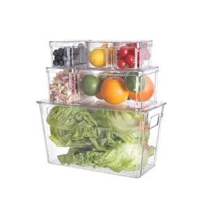 Boîtes de Rangement Réfrigérateur en PET Transparent Set Organisateur pour Cuisine