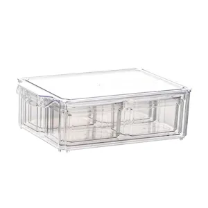 Scatola di stoccaggio frigorifero PET trasparente set 7 pezzi organizer frutta snack