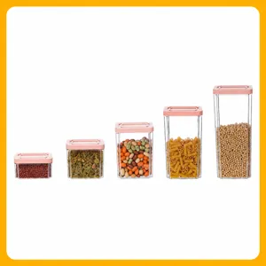 Cuisine Plastique Scellé Conteneur de Stockage de Nourriture Carré Récipient Sec Transparent Boîtes de Rangement Avec Couvercle
