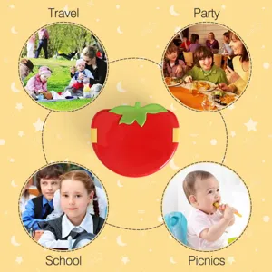 Leuke kinder bento box in tomatenvorm met handige vakjes voor school, reizen en maaltijden.
