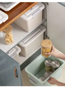 Plastic storage box food grade transparent small container dormitory student simple organizer box
