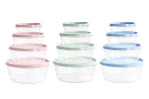 Set 4 contenitori rotondi in plastica trasparente per alimenti organizzatore cucina