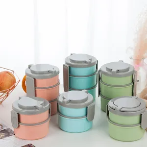 Fiambrera bento apilable y portátil para la oficina y los niños, contenedor de comida.