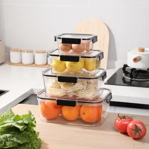 Clear Plastic Refrigerator Storage Box Food Grade Kitchen Freezer Organizer Container With Sealing Lid And Latch