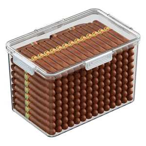 Scatola di immagazzinaggio trasparente per umidificatore per sigari in plastica portatile.