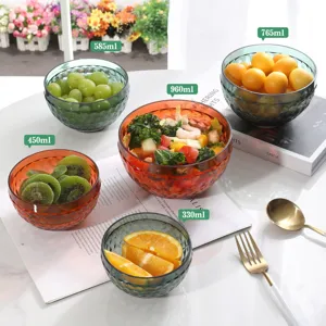 Ensemble de saladier en plastique transparent diamant de luxe créatif pour fruits.