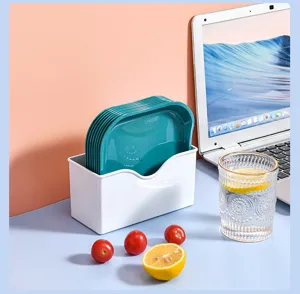 Nordischer Stil Plastik Aufbewahrungsbox mit quadratischen Tellern für Snack und Esstisch.