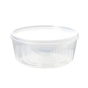 Contenitore rotondo in plastica trasparente con coperchio per alimenti ideale cucina