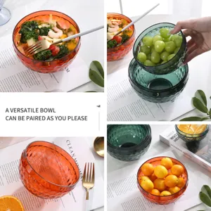Bol à salade en verre diamant, saladier de fruit de luxe pour cuisine et table à manger.