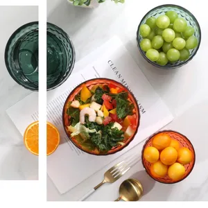 Bol à salade transparent en verre design diamant de luxe créatif vaisselle pour la maison