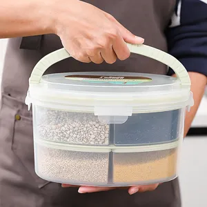 Porta Pranzo Ovale in Plastica PP Portatile Compartimentato a Doppio Strato Contenitore per Alimenti Set di Stoviglie Multifunzionale
