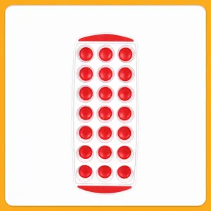 Creative 21-Hole Round Ice Cube Tray Plastic Ice Mold With Soft Bottom Portable Freezer Ice Making Box For Home Kitchen