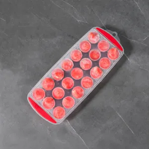 Silicone ice cube tray with easy release design, flexible multi-grid mold for kitchen use.