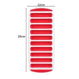 Long stripe ice cube tray with flexible bottom and multiple slots for easy release, home kitchen tool.