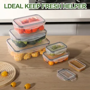 Airtight plastic food storage container set with secure lids, ideal for kitchen organization.