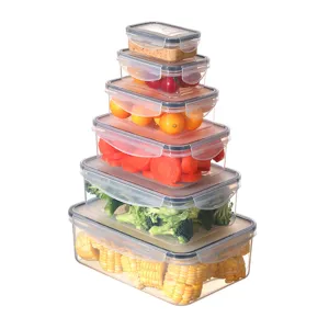 Clear plastic food storage containers stackable airtight kitchen fridge organizer set