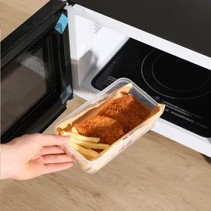 Clear plastic food storage container rectangular meal prep box microwave safe fresh box
