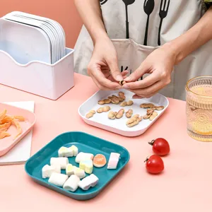 Nordic Style Plastic Square Fruit Plate Household Snack Dry Fruit Tray Modern Minimalist Party Pastry Plate Tableware