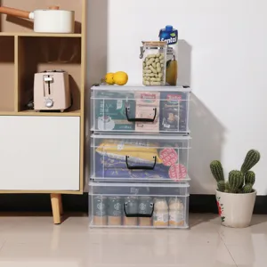 Transparent Plastic Storage Box Clear Home Organizer for Snacks Toys and Clothes Sorting