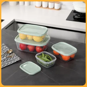 Ensemble de Boîtes de Rangement pour Aliments en Plastique Transparent Empilable Boîte de Conservation pour Réfrigérateur avec Couvercle Organisateur de Cuisine