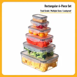 Set di Contenitori per Alimenti in Plastica Trasparente Rettangolare Contenitore Ermetico Con Coperchio Organizzatore da Cucina