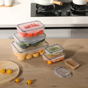 Set di contenitori alimentari ermetici rettangolari, scatole trasparenti per la cucina.