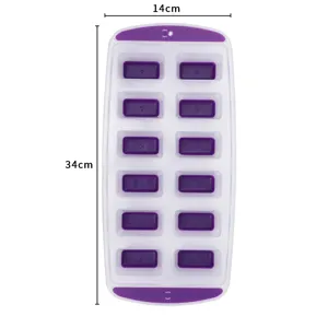 12-Gitter Eiswürfelbereiter mit weichem Boden, lebensmittelechte Plastikform für DIY Küche.