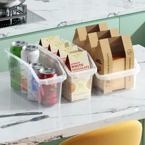 Transparente Kunststoff-Aufbewahrungsbox mit Griff für Kühlschrank, Küche und Obst.