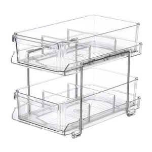 Transparante 2-Laags Acryl Bureau Organizer Multifunctioneel Lade Rek Keuken