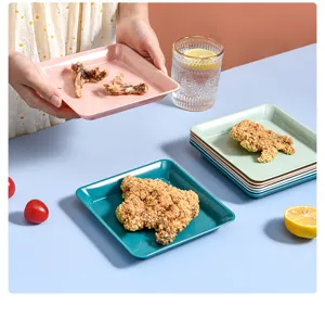 Square plastic bone plate multi-purpose snack dish household serving plate detail view