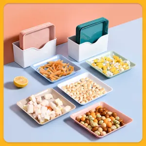 Minimalist PET Square Bone Trash Dish Household Small Snack Plate Multi-Function Plastic Bone Plate For Home Kitchen