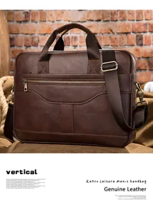 Borsa da lavoro vintage in pelle da uomo valigetta borsa casual per laptop elegante