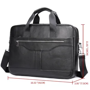 Borsa da Lavoro in Vera Pelle da Uomo Vintage Affari Borsa per Computer Portatile Grande Capacità Borsa Impermeabile