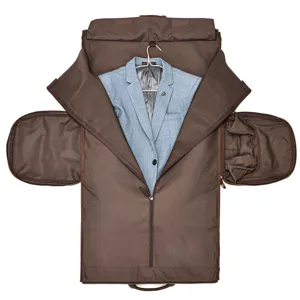 Men's genuine leather suit travel garment bag foldable business trip luggage storage bag