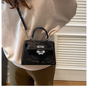 Bolso de hombro Kelly negro de moda para mujer, elegante bolso de mano casual versátil.