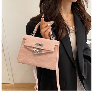 Bolso de mano rosa para mujer estilo kelly clásico elegante bolso cruzado de moda