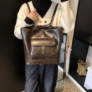Zaino e Tote Bag in Pelle PU Retro per Donna Doppio Uso Casual Moda Viaggio Quotidiano Borsa Scolastica Urbano Minimalista