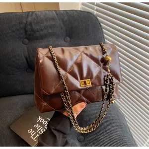 Vintage gewatteerde ketting schoudertas voor dames, chique casual crossbody tas voor dagelijks.