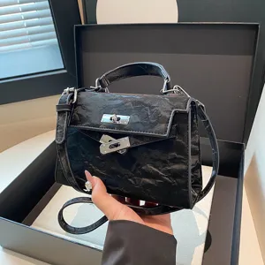 Moda Cuero PU Bolso de Hombro con Asa Superior Mujeres Elegante Estilo Clásico Satchel Bolso Diario