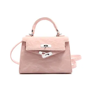 Bolso de mano Kelly de charol rosa para mujer, elegante bolso de hombro cruzado.