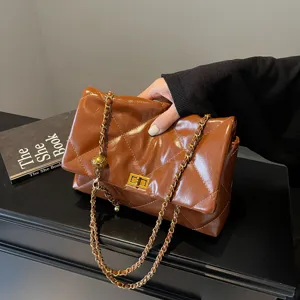Dames Vintage Gewatteerde PU Lederen Keten Crossbody Tas Klassieke Designer Stijl Elegante Schoudertas Casual Woon-werk Handtas