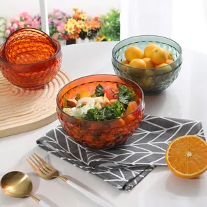 Saladier en Plastique à Motif Diamant de Luxe Créatif Ménage Bol de Fruits Transparent Ensemble de Vaisselle de Cuisine