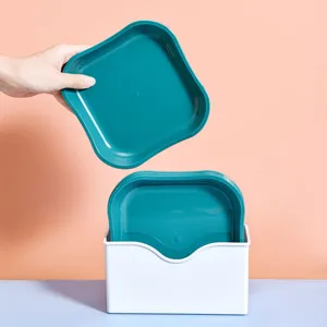 Nordischer Stil Kunststoff Haushalt Teller Mehrfarbig Quadratisch Snack Trockenfrüchteteller Esche Knochen Spuckschale